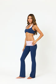 NALU FOLDOVER LEGGINGS- Navy & Petal
