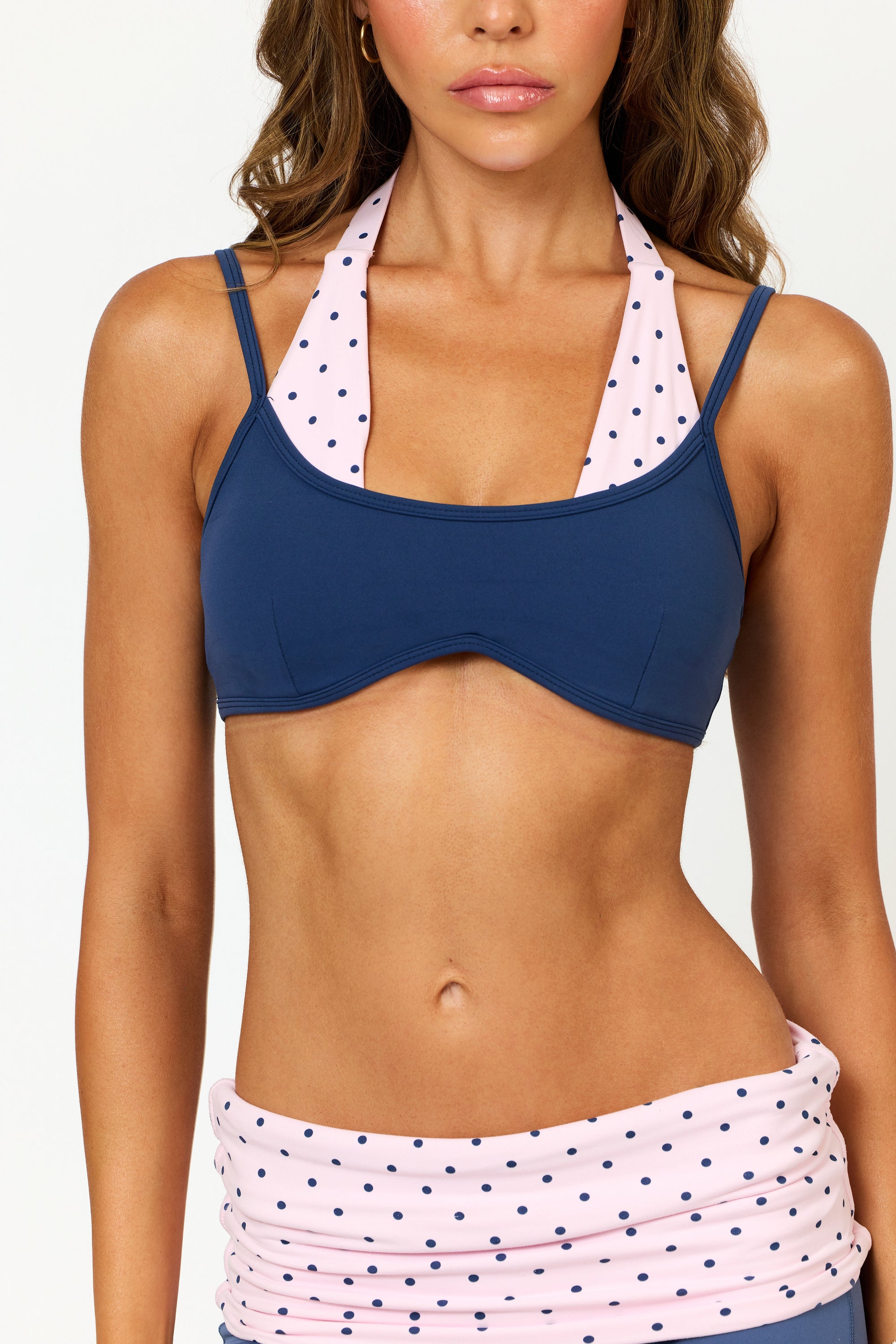 NALU FOLDOVER LEGGINGS- Navy & Petal