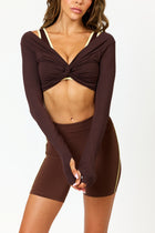 Kaia Twist Long Sleeve top- Espresso