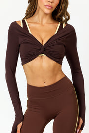 Kaia Twist Long Sleeve top- Espresso