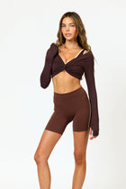 Kaia Twist Long Sleeve top- Espresso