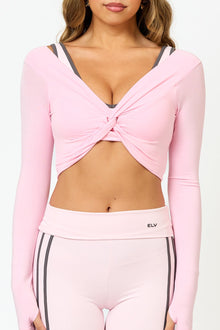 Kaia Twist Long Sleeve top in Pink Rosé