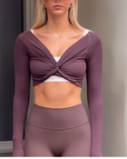 Kaia Twist Top Long Sleeve- Plum