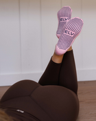 Pilates Grip Socks- Pink Pacific Dot