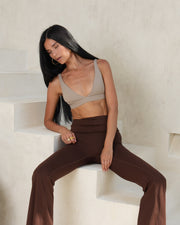 STUDIO FOLDOVER LEGGINGS- BROWN MOCHA- ÉLEVÉ- ELV ACTIVE
