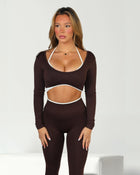 ELEVATED CORE LONG - SLEEVE TOP - MOCHA-Élevé