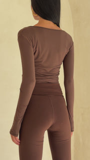 STUDIO FOLDOVER LEGGINGS-BROWN MOCHA- ÉLEVÉ- ELV ACTIVE