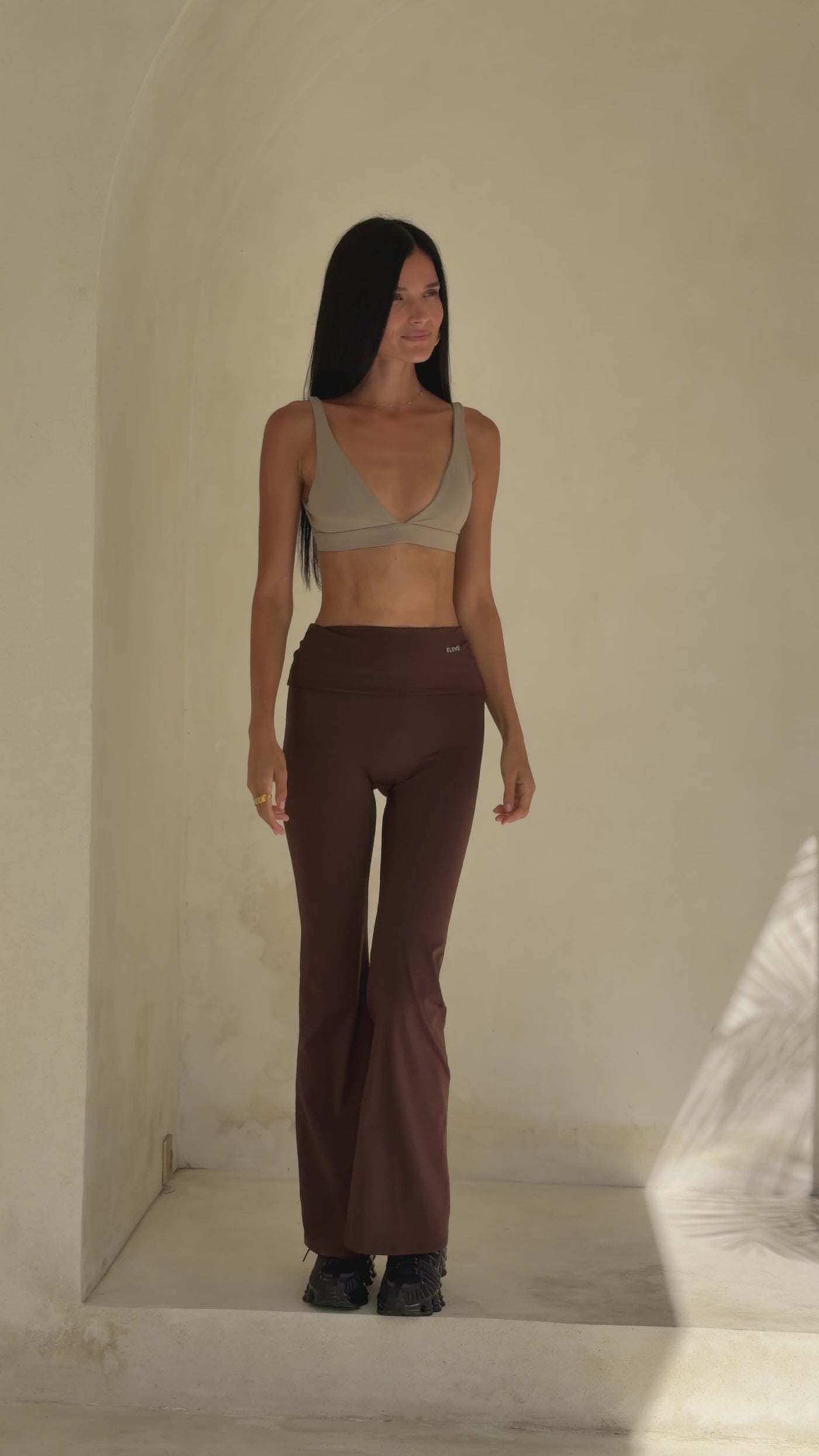 STUDIO FOLDOVER LEGGINGS-BROWN MOCHA- ÉLEVÉ- ELV ACTIVE